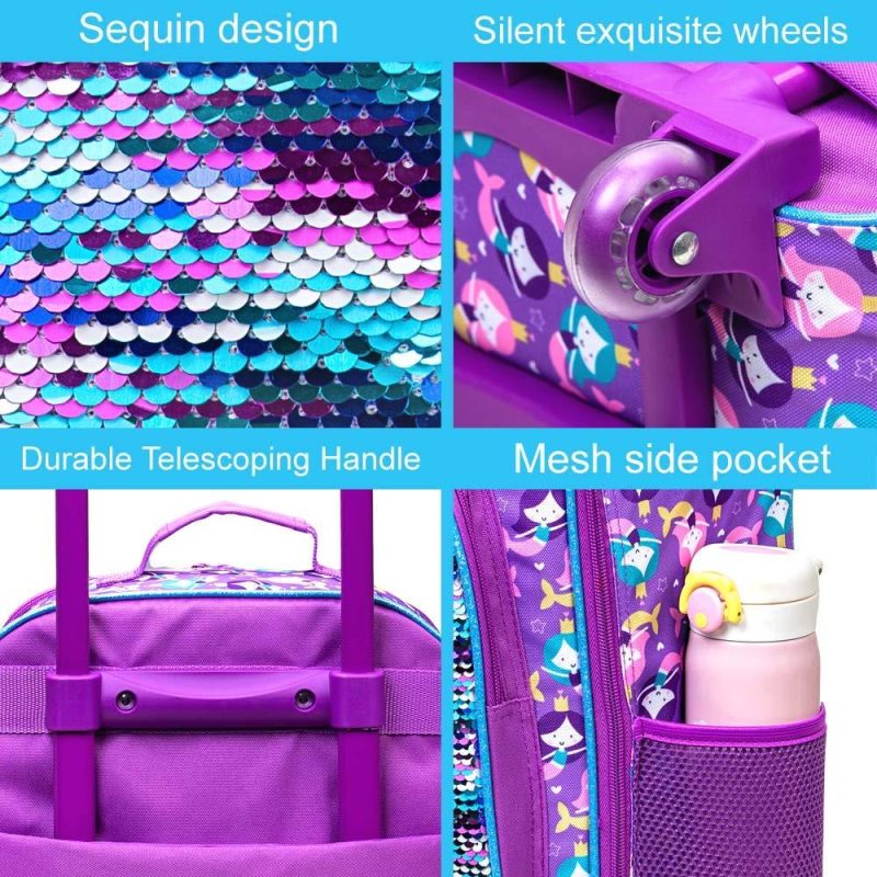 Kids’ Luggage | Kids Suitcase For Girls, Cute Mermaid Rolling Luggage Wheels For Children Toddler Kids' Luggage Kids' Luggage