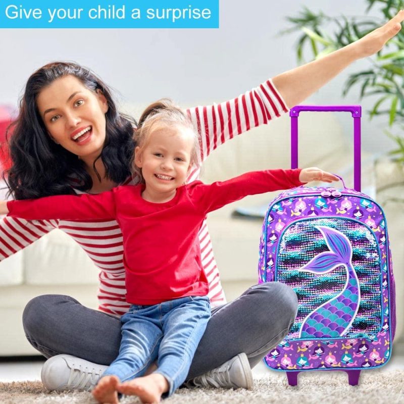 Kids’ Luggage | Kids Suitcase For Girls, Cute Mermaid Rolling Luggage Wheels For Children Toddler Kids' Luggage Kids' Luggage