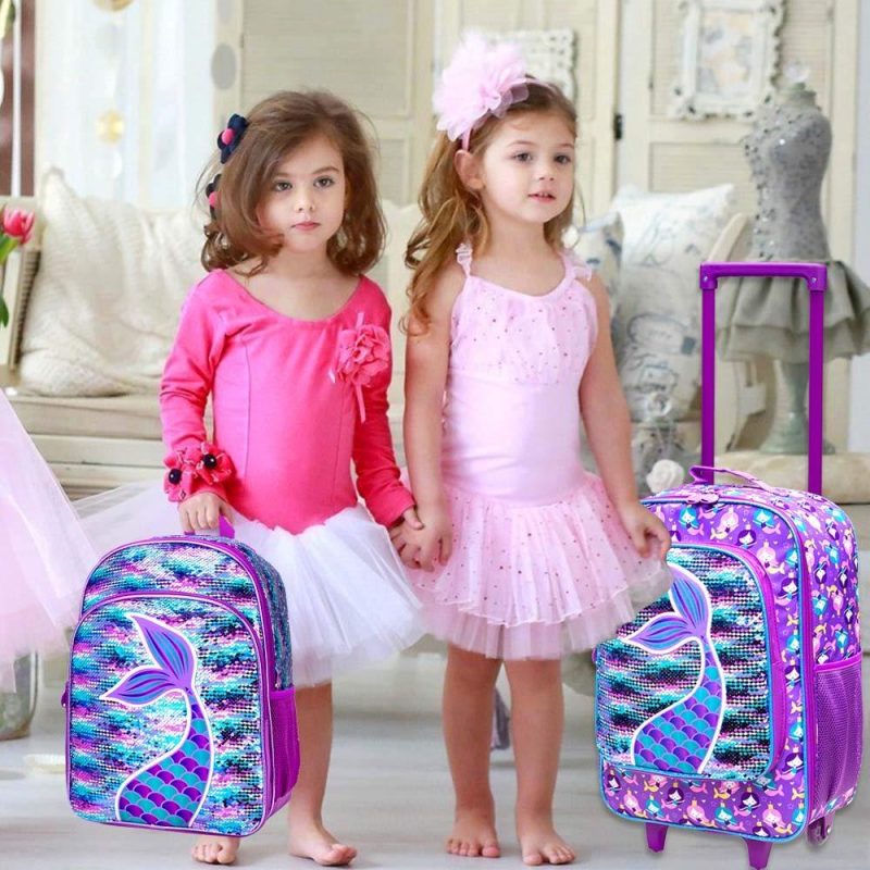 Kids’ Luggage | Kids Suitcase For Girls, Cute Mermaid Rolling Luggage Wheels For Children Toddler Kids' Luggage Kids' Luggage