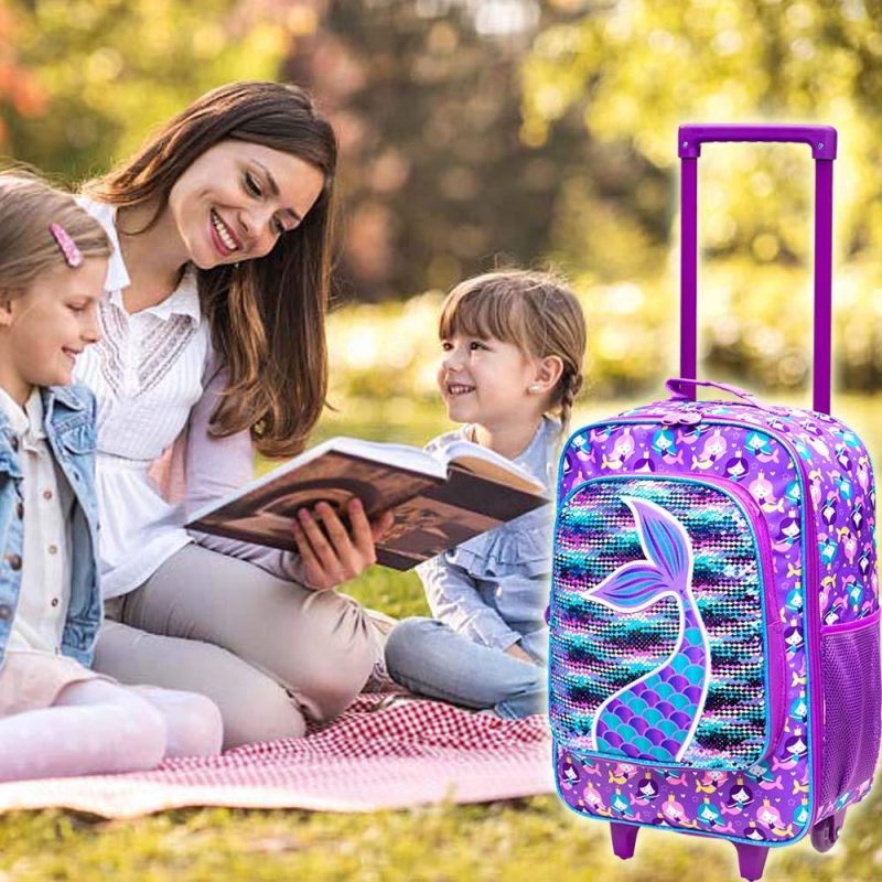 Kids’ Luggage | Kids Suitcase For Girls, Cute Mermaid Rolling Luggage Wheels For Children Toddler Kids' Luggage Kids' Luggage