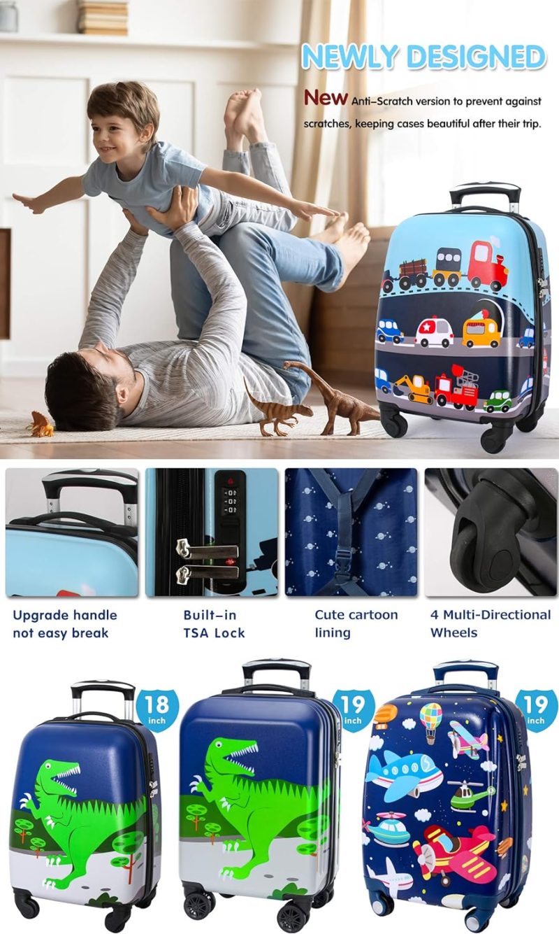 Kids’ Luggage | Lttxin Kids Rolling Luggage With Wheels Hard Shell Carry On Suitcase 18 Inch For Toddler Boys Veholes Kids' Luggage Kids' Luggage