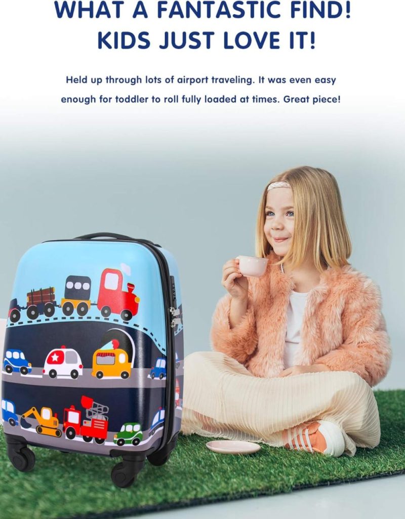 Kids’ Luggage | Lttxin Kids Rolling Luggage With Wheels Hard Shell Carry On Suitcase 18 Inch For Toddler Boys Veholes Kids' Luggage Kids' Luggage