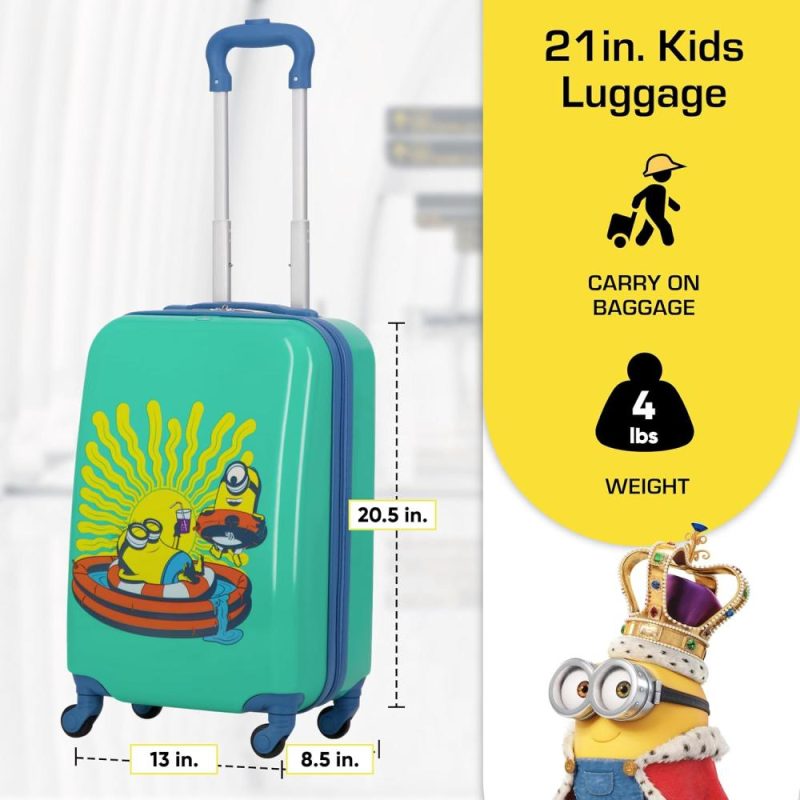 Kids’ Luggage | Minions 21 Inch Kids Carry On Luggage, Hardshell Rolling Suitcase With Spinner Wheels, Teal Kids' Luggage Kids' Luggage