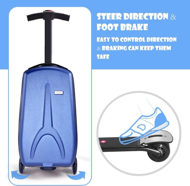 Kids’ Luggage | Scooter Luggage Carry On Scooter Suitcase For Kids Age 4-15, Detachable & Foldable 4 In 1 Kids Suitcase, Multifunctional Ride On Travel Trolley Scooter Combo-Blue Kids' Luggage Blue-Kids Version