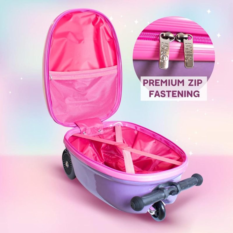 Kids’ Luggage | Scooter Suitcase Folding Kids Luggage – Luna The Unicorn, 18 Inch Hardshell, Ride On With Wheels, 2-In-1, 25 Litre Capacity Kids' Luggage Kids' Luggage