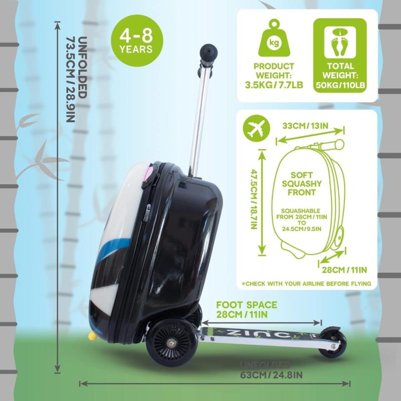 Kids’ Luggage | Scooter Suitcase Folding Kids Luggage – Penni The Panda, 18 Inch Hardshell, Ride On With Wheels, 2-In-1, 25 Litre Capacity Kids' Luggage Kids' Luggage