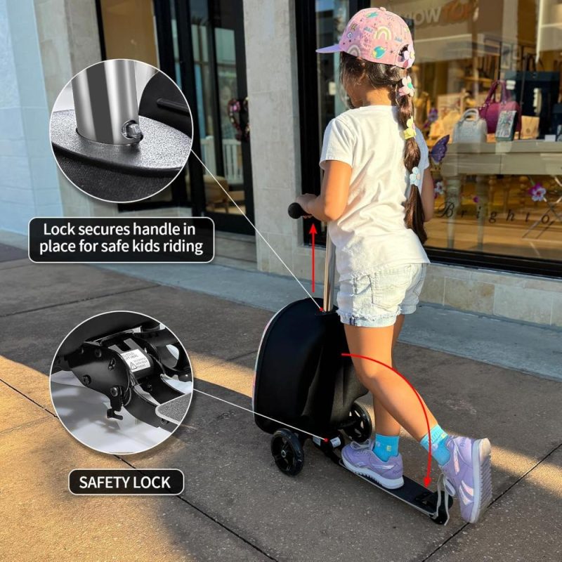 Kids’ Luggage | Scooter Suitcase For Kids – Scooter Luggage For Kids Lightweight Suitcases With Unicorn Pattern Led Light Wheels (Blue) Kids' Luggage Kids' Luggage