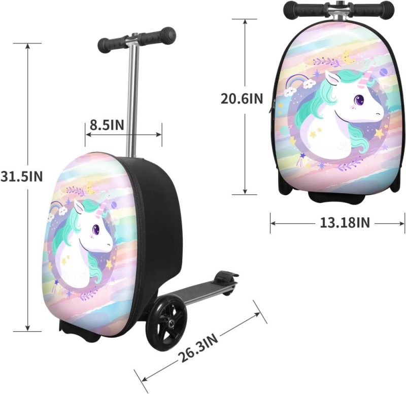 Kids’ Luggage | Scooter Suitcase For Kids – Scooter Luggage For Kids Lightweight Suitcases With Unicorn Pattern Led Light Wheels (Blue) Kids' Luggage Kids' Luggage