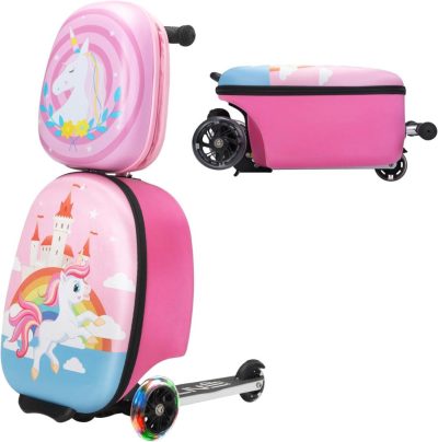 Kids’ Luggage | Scooter Suitcase, Kid Carry On Luggage Scooter, Children Ride On Luggage For Girls, Luggage For Kids(Unicorn) Kids' Luggage Kids' Luggage