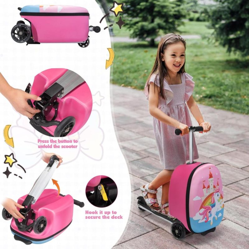 Kids’ Luggage | Scooter Suitcase, Kid Carry On Luggage Scooter, Children Ride On Luggage For Girls, Luggage For Kids(Unicorn) Kids' Luggage Kids' Luggage