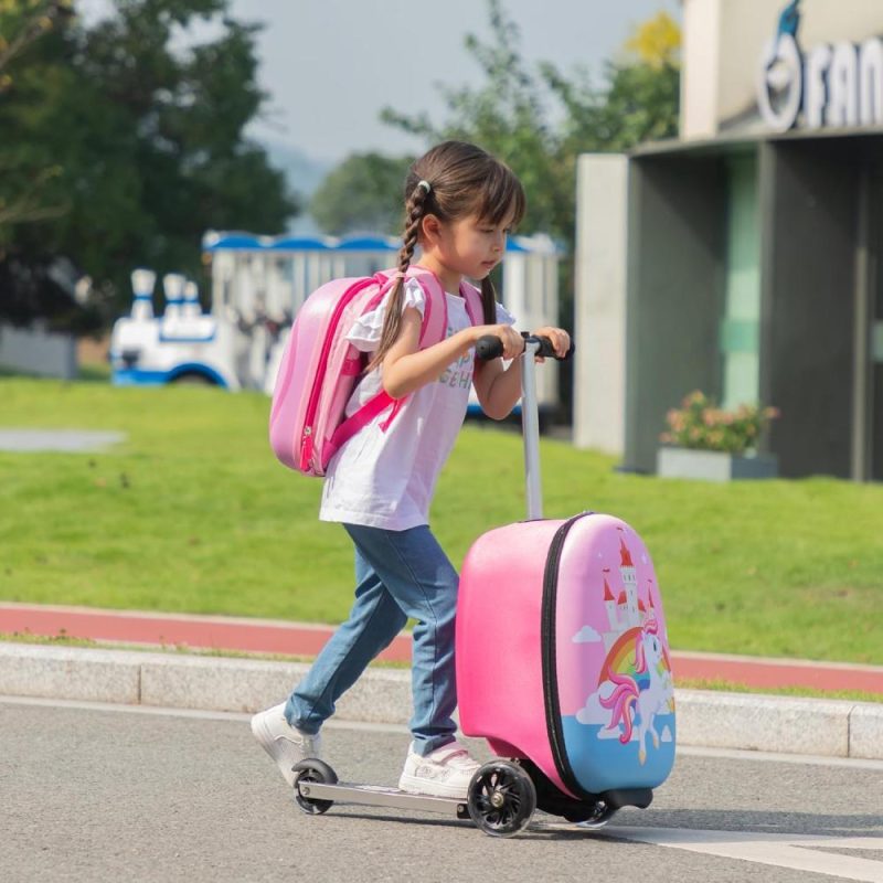 Kids’ Luggage | Scooter Suitcase, Kid Carry On Luggage Scooter, Children Ride On Luggage For Girls, Luggage For Kids(Unicorn) Kids' Luggage Kids' Luggage