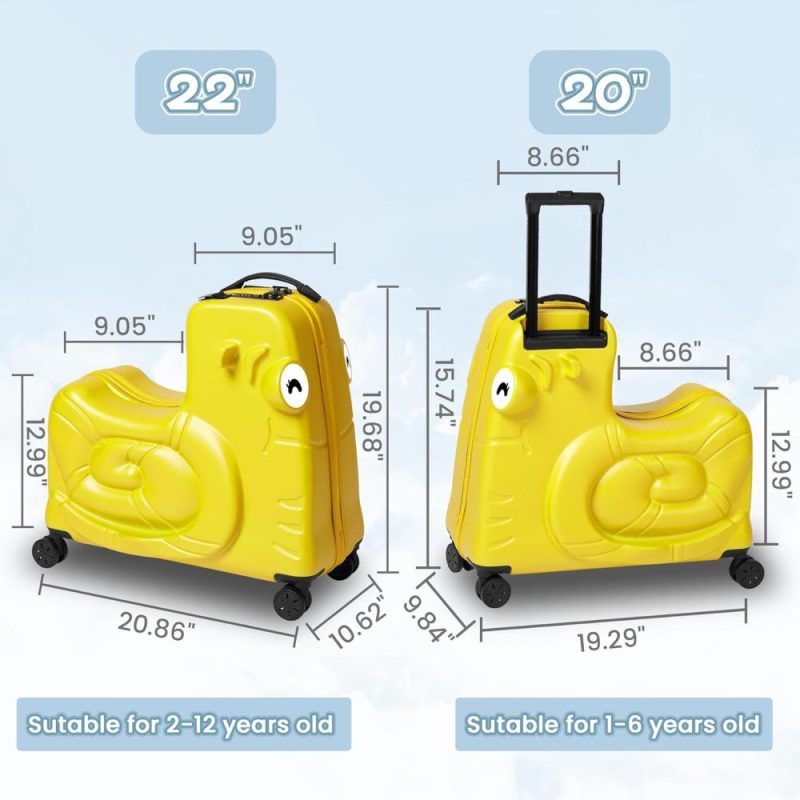 Kids’ Luggage | Sea Punk Kids Luggage, Kids Ride-On Luggage With Spinner Wheels Suitcase, Kid’s Ride-On Suitcase Help Your Child Relax, Carry On Trolley Luggage With Password Lock, 20" Kids' Luggage Kids' Luggage