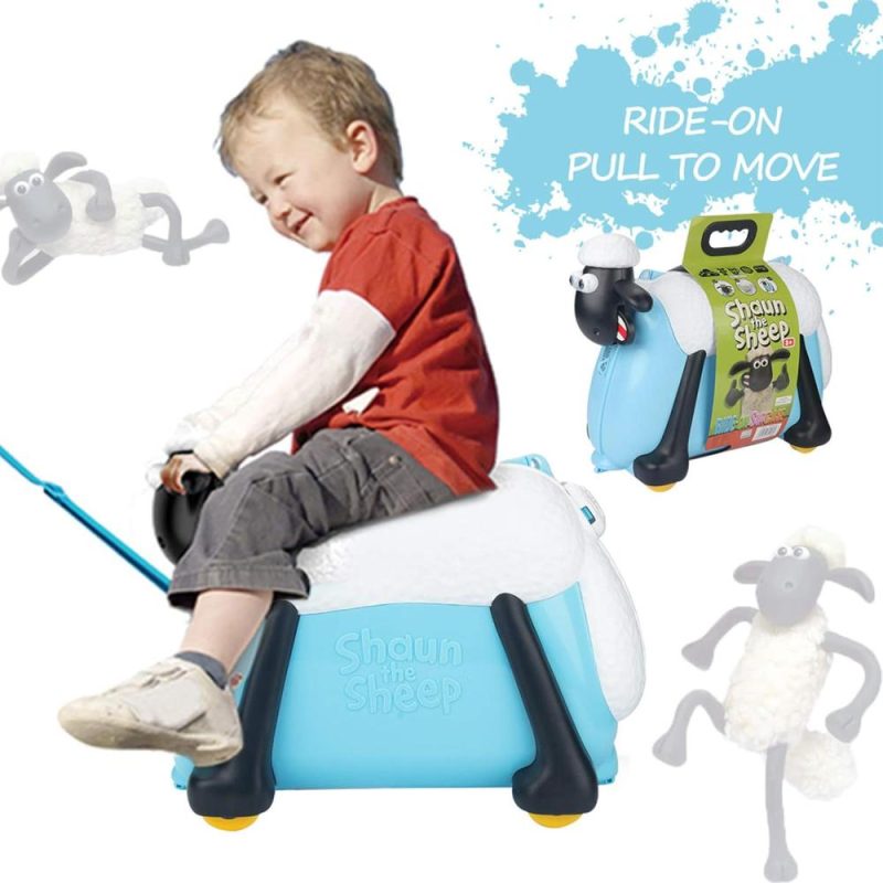 Kids’ Luggage | Shaun The Sheep Ride-On Suitcase Kids Travel Luggage With Wheels Hard Shell Case For Toddler Children Carry On Kids' Luggage Blue