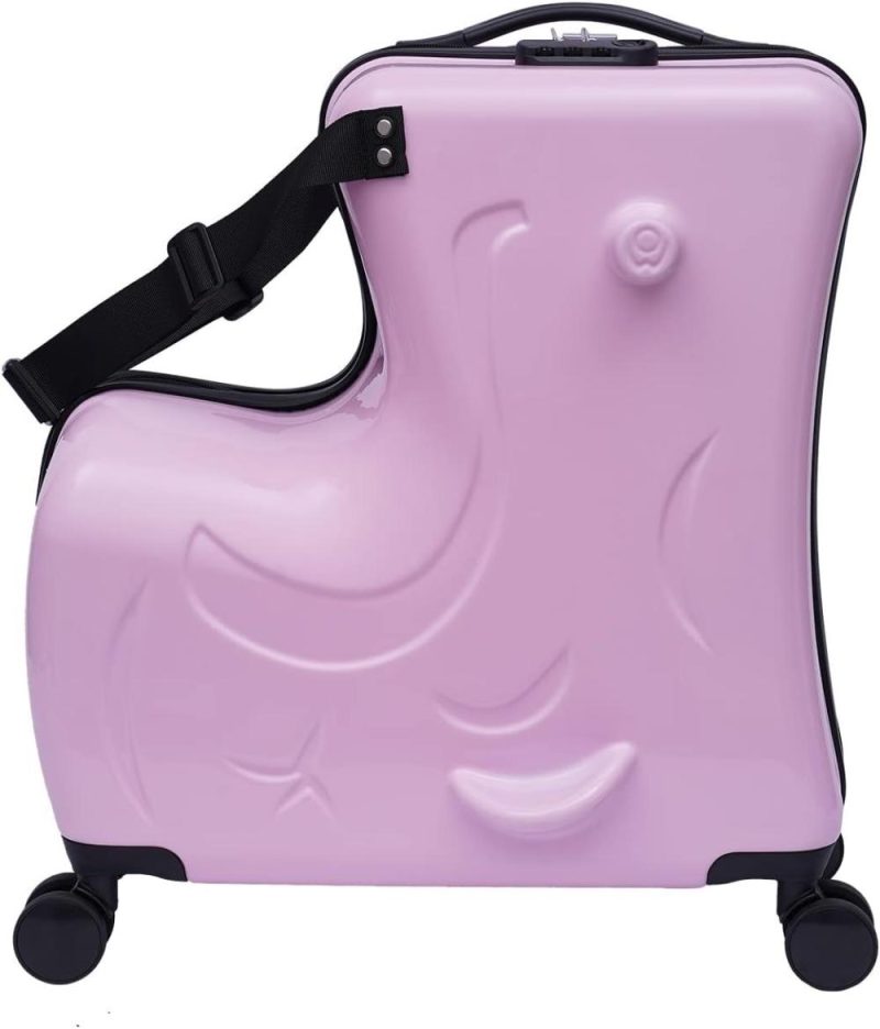 Kids’ Luggage | Suitcase Kid Luggage Travel Fashionable Appearance Rideable Funny Suitcase Add Fun To The Journey Kid Gift 20In Recommended Age 2-12 Years Old Boy/Girl Suitcase Pc Material (Pink) Kids' Luggage Kids' Luggage