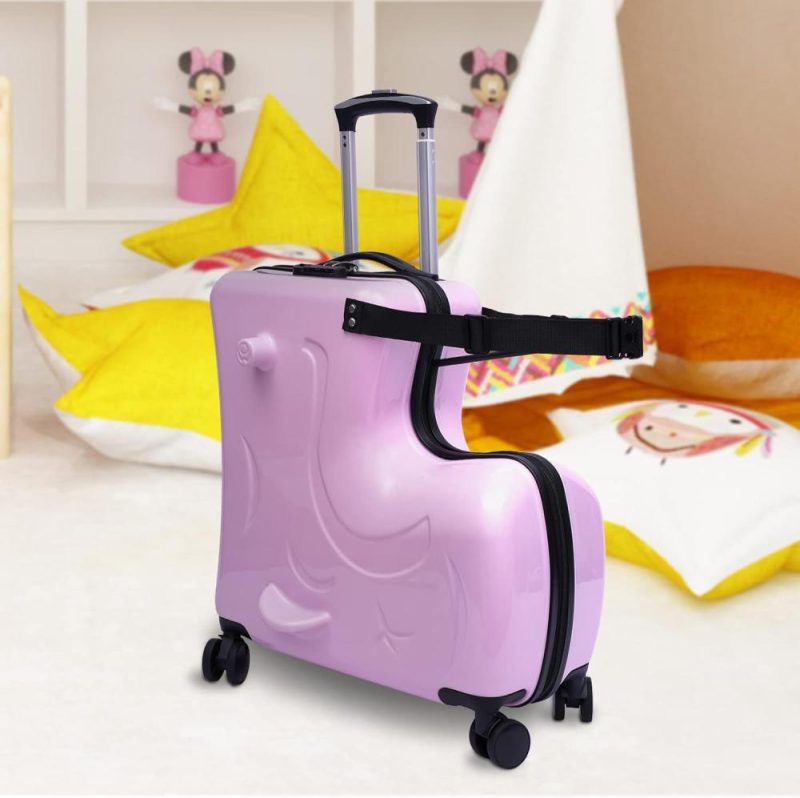 Kids’ Luggage | Suitcase Kid Luggage Travel Fashionable Appearance Rideable Funny Suitcase Add Fun To The Journey Kid Gift 20In Recommended Age 2-12 Years Old Boy/Girl Suitcase Pc Material (Pink) Kids' Luggage Kids' Luggage