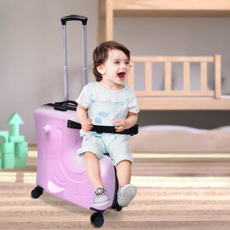 Kids’ Luggage | Suitcase Kid Luggage Travel Fashionable Appearance Rideable Funny Suitcase Add Fun To The Journey Kid Gift 20In Recommended Age 2-12 Years Old Boy/Girl Suitcase Pc Material (Pink) Kids' Luggage Kids' Luggage