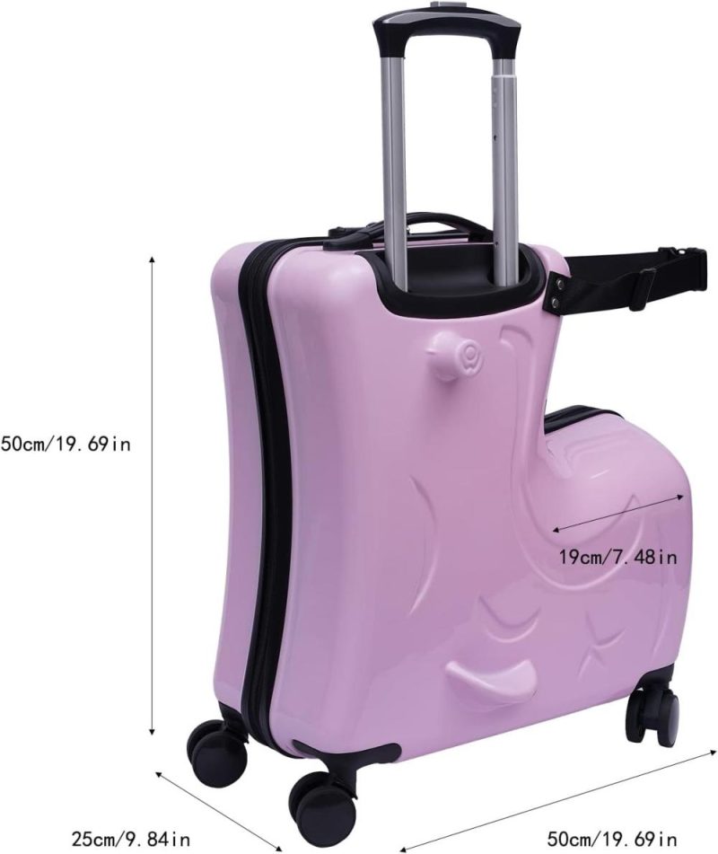 Kids’ Luggage | Suitcase Kid Luggage Travel Fashionable Appearance Rideable Funny Suitcase Add Fun To The Journey Kid Gift 20In Recommended Age 2-12 Years Old Boy/Girl Suitcase Pc Material (Pink) Kids' Luggage Kids' Luggage