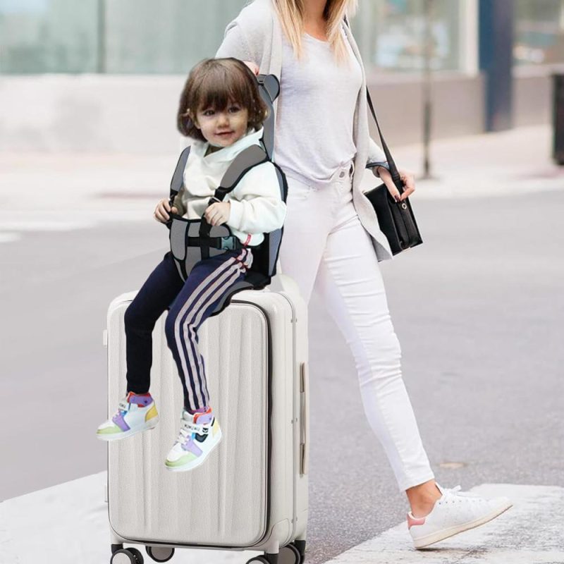 Kids’ Luggage | Toddler Travel Suitcase Seat With Safety Anti-Slip Rope,Ride On Suitcase For Kids,Ride Safer Travel Vest For Babies Kids' Luggage Gray