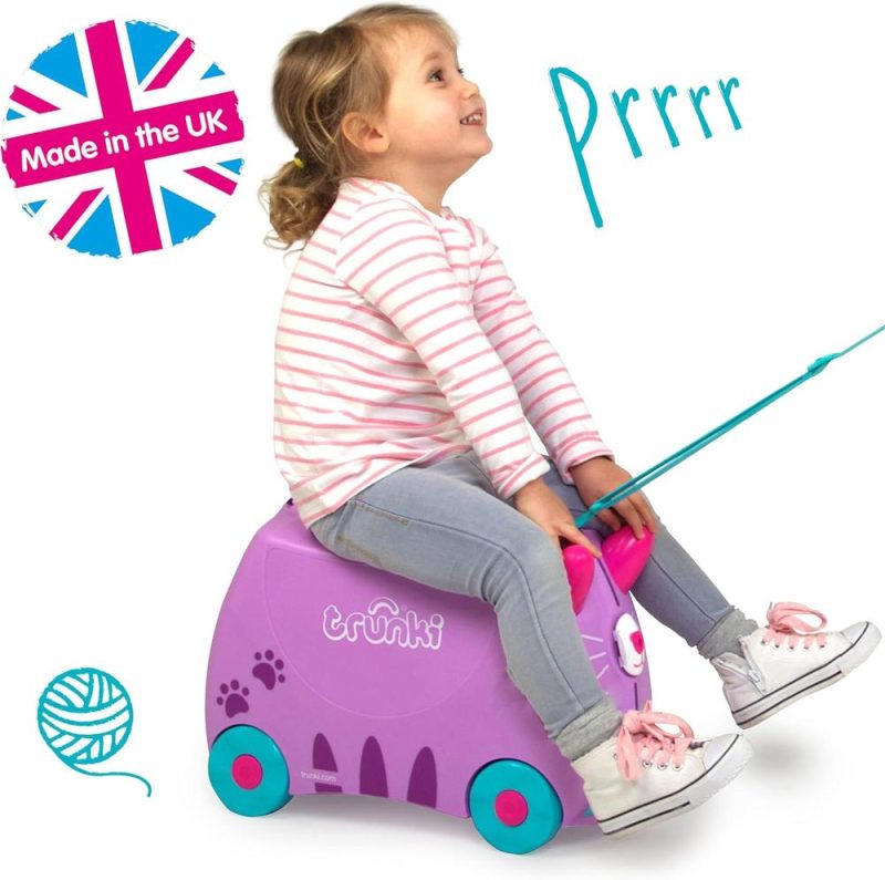 Kids’ Luggage | Trunki Ride-On Kids Suitcase | Tow-Along Toddler Luggage | Carry-On Cute Bag With Wheels | Kids Luggage And Airplane Travel Essentials: Cassie Cat Lilac Kids' Luggage Kids' Luggage