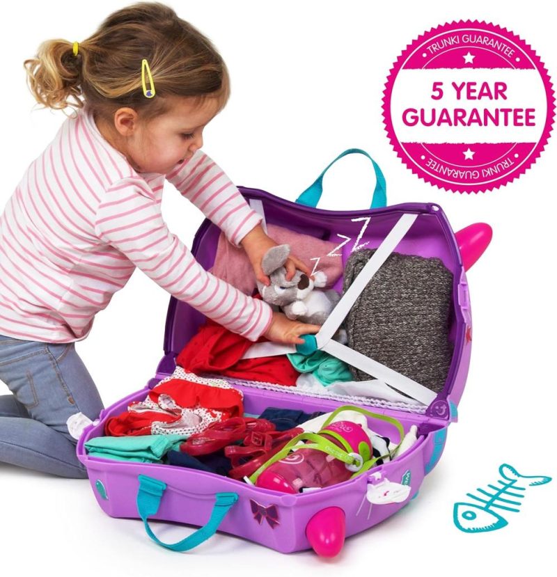 Kids’ Luggage | Trunki Ride-On Kids Suitcase | Tow-Along Toddler Luggage | Carry-On Cute Bag With Wheels | Kids Luggage And Airplane Travel Essentials: Cassie Cat Lilac Kids' Luggage Kids' Luggage