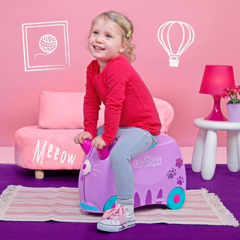 Kids’ Luggage | Trunki Ride-On Kids Suitcase | Tow-Along Toddler Luggage | Carry-On Cute Bag With Wheels | Kids Luggage And Airplane Travel Essentials: Cassie Cat Lilac Kids' Luggage Kids' Luggage