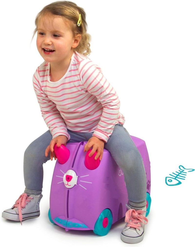 Kids’ Luggage | Trunki Ride-On Kids Suitcase | Tow-Along Toddler Luggage | Carry-On Cute Bag With Wheels | Kids Luggage And Airplane Travel Essentials: Cassie Cat Lilac Kids' Luggage Kids' Luggage