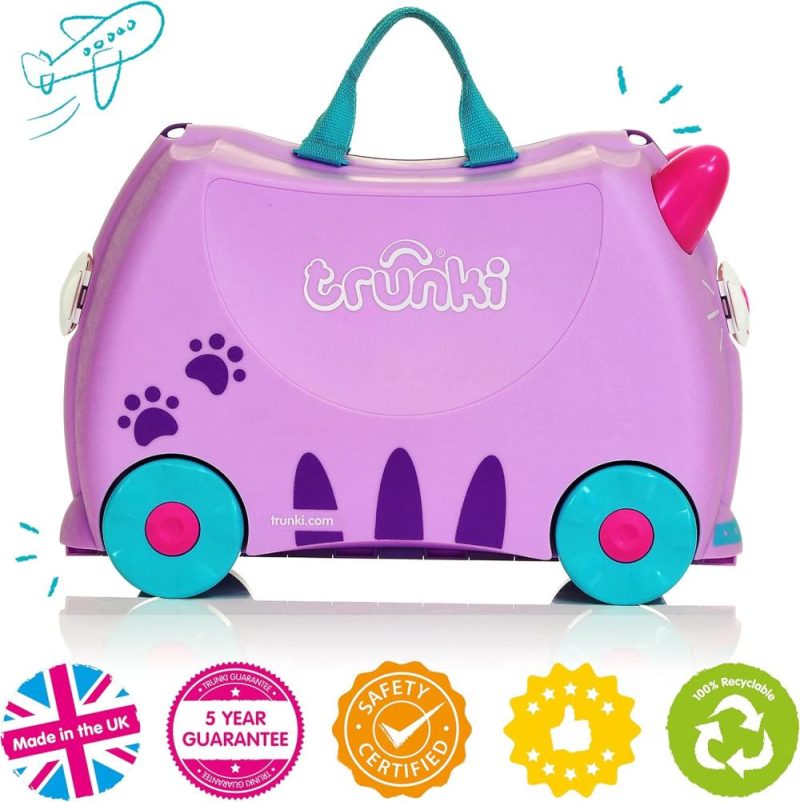 Kids’ Luggage | Trunki Ride-On Kids Suitcase | Tow-Along Toddler Luggage | Carry-On Cute Bag With Wheels | Kids Luggage And Airplane Travel Essentials: Cassie Cat Lilac Kids' Luggage Kids' Luggage