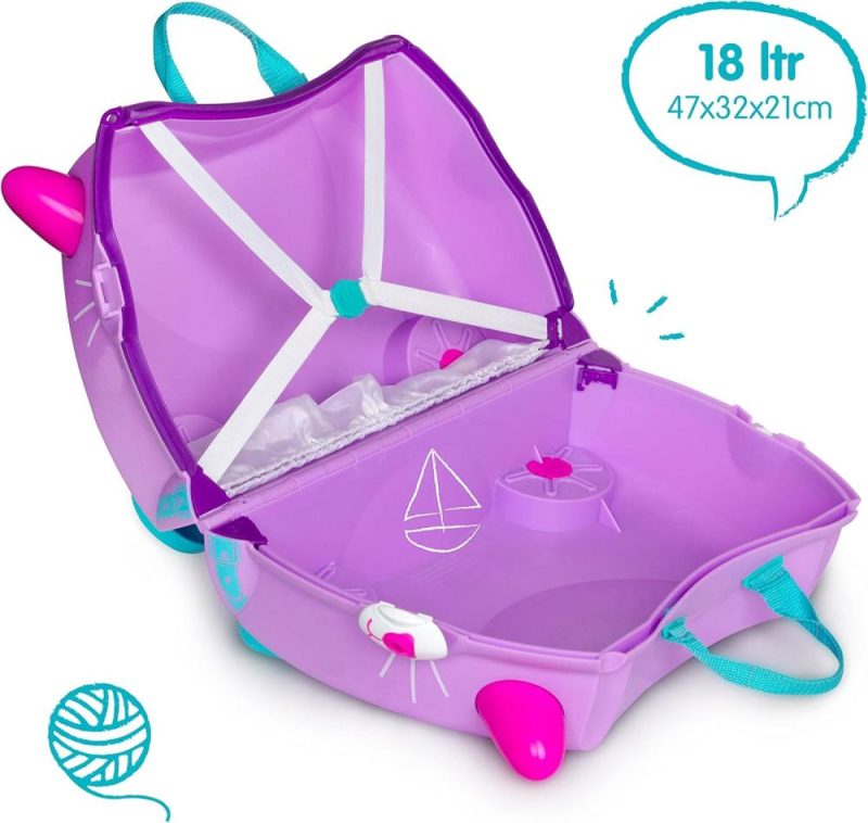 Kids’ Luggage | Trunki Ride-On Kids Suitcase | Tow-Along Toddler Luggage | Carry-On Cute Bag With Wheels | Kids Luggage And Airplane Travel Essentials: Cassie Cat Lilac Kids' Luggage Kids' Luggage