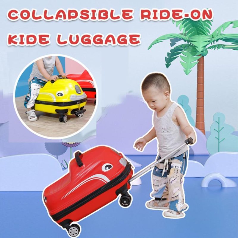 Kids’ Luggage | Wttttw Kids Luggage, 20” Children’s Ride-On Suitcase With Spinner Wheels, Car Shape Hard Shell Suitcase Waterproof, Toddler Boys Girls Travel Trolley Case,Red Kids' Luggage Kids' Luggage