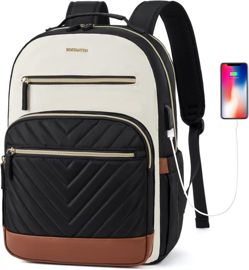 Laptop Backpacks | 15.6 Inch Laptop Backpack For Women- College Teacher Computer Bag Travel Backpack Purse With Usb Charging Port Brown＆Black Backpacks Laptop Backpacks