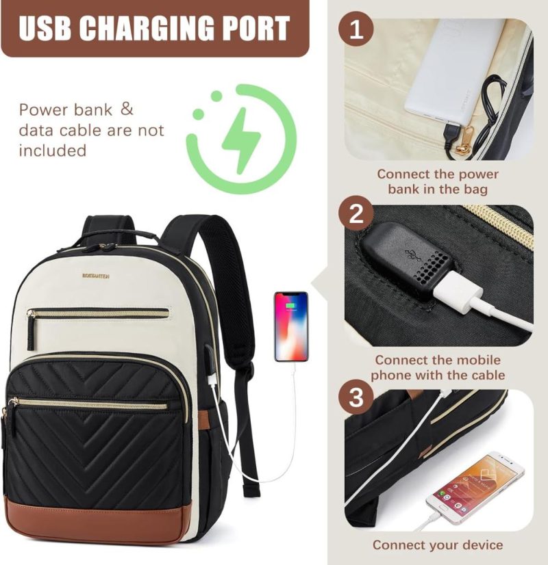 Laptop Backpacks | 15.6 Inch Laptop Backpack For Women- College Teacher Computer Bag Travel Backpack Purse With Usb Charging Port Brown＆Black Backpacks Laptop Backpacks