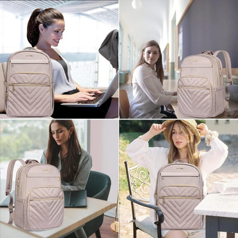 Laptop Backpacks | 15.6 Inch Laptop Backpack For Women Work Bag Fashion With Usb Port, Waterproof Stylish Travel Bags Casual Daypacks For College, Business, Light Dusty Pink Backpacks Laptop Backpacks