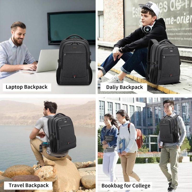 Laptop Backpacks | 17 Inch Laptop Backpack For Travel Water Resistant College Backpack For Men/Women Laptop Bag With Usb Charging Port,Black Backpacks Black