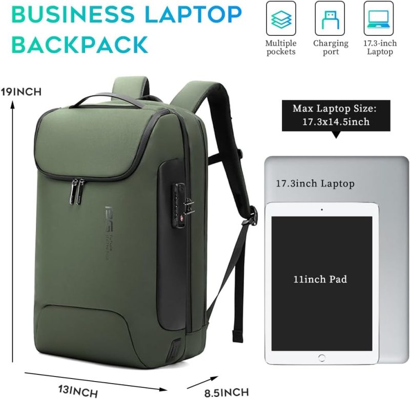 Laptop Backpacks | Anti-Theft Backpack,Tech Backpacks, 17 Inch Laptop Backpack With Usb3.0 Charging Port, Mens Travel Backpack For Men And Women… Backpacks Green