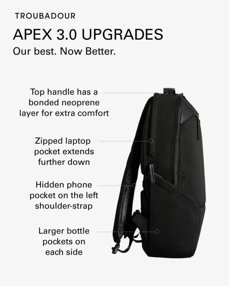 Laptop Backpacks | Apex 17" Laptop Backpack – Waterproof, Lightweight, Spacious – Made From Recycled Materials Backpacks Black