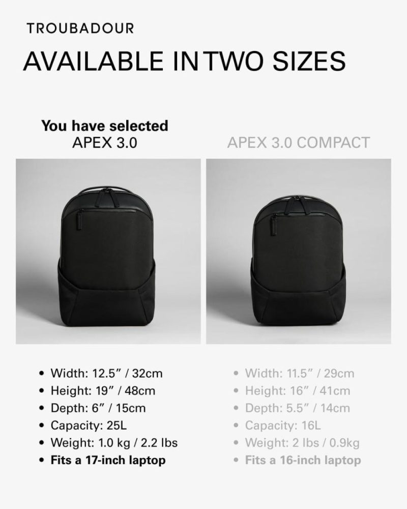 Laptop Backpacks | Apex 17" Laptop Backpack – Waterproof, Lightweight, Spacious – Made From Recycled Materials Backpacks Black