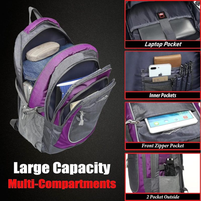 Laptop Backpacks | Backpack Bookbag For College Sturdy Travel Business Hiking Fit Laptop Up To 15.6 Inch Multi Compartment Gifts For Men Women Night Light Reflective (Purple A) Backpacks Laptop Backpacks