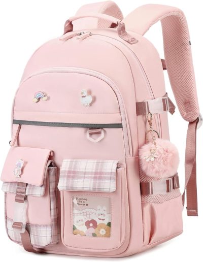 Laptop Backpacks | Backpack For Girls, 15.6 Inch Laptop School Bag Kids Kindergarten Elementary College Backpacks Large Bookbags For Teen Girls Women Students Casual Travel Daypacks (Pink) Backpacks Laptop Backpacks