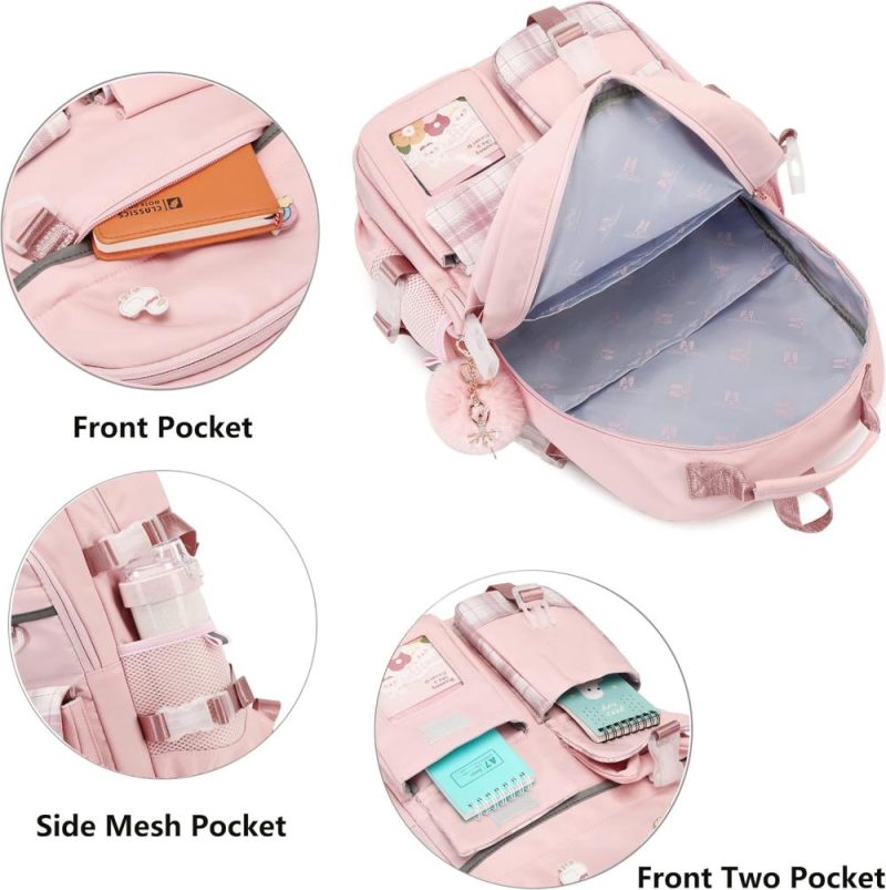 Laptop Backpacks | Backpack For Girls, 15.6 Inch Laptop School Bag Kids Kindergarten Elementary College Backpacks Large Bookbags For Teen Girls Women Students Casual Travel Daypacks (Pink) Backpacks Laptop Backpacks