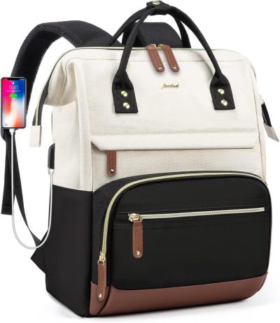 Laptop Backpacks | Backpack For Women Work Bags: 15.6 Inch Laptop Backpack Purse Waterproof Backpacks With Usb Charger College Bookbag Casual Business Computer Backpack For Travel Nurse Teacher Backpacks 1-beige-black-brown