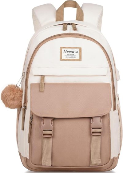 Laptop Backpacks | Backpacks For Girls, 17.3 Inch Laptop School Bag Cute College Backpack Large Bookbags For Teens Women Students Anti Theft Travel Daypack Backpacks Beige Khaki