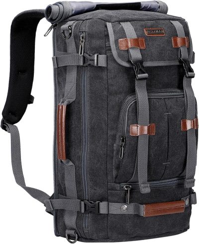 Laptop Backpacks | Canvas Backpack Vintage Travel Backpack Large Laptop Bags Convertible Shoulder Rucksack Backpacks Black