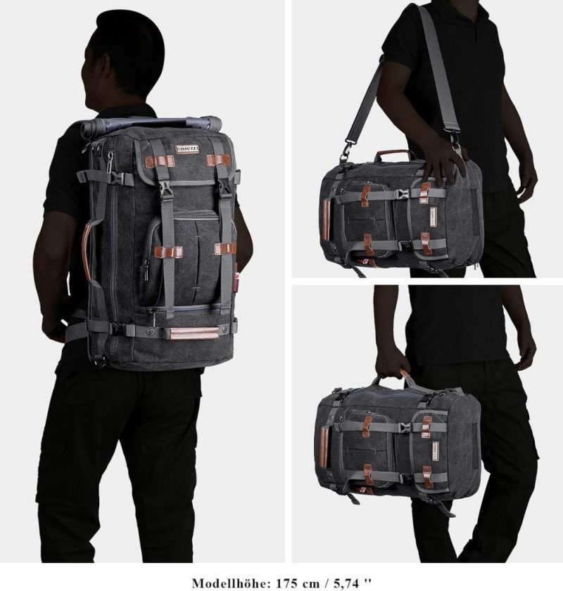 Laptop Backpacks | Canvas Backpack Vintage Travel Backpack Large Laptop Bags Convertible Shoulder Rucksack Backpacks Black