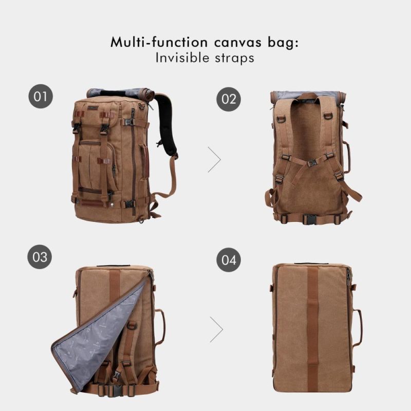 Laptop Backpacks | Canvas Backpack Vintage Travel Backpack Large Laptop Bags Convertible Shoulder Rucksack Backpacks Brown