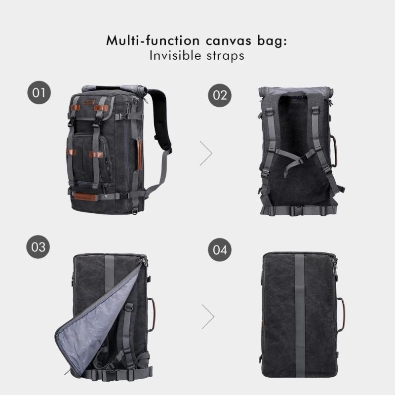 Laptop Backpacks | Canvas Backpack Vintage Travel Backpack Large Laptop Bags Convertible Shoulder Rucksack Backpacks Black