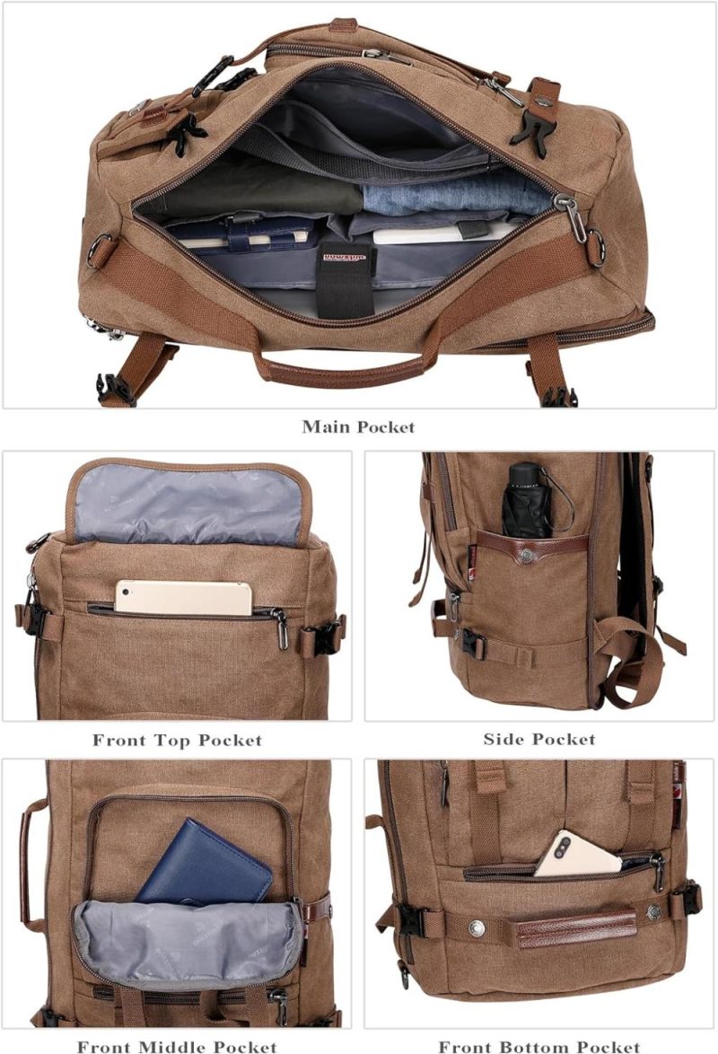 Laptop Backpacks | Canvas Backpack Vintage Travel Backpack Large Laptop Bags Convertible Shoulder Rucksack Backpacks Brown