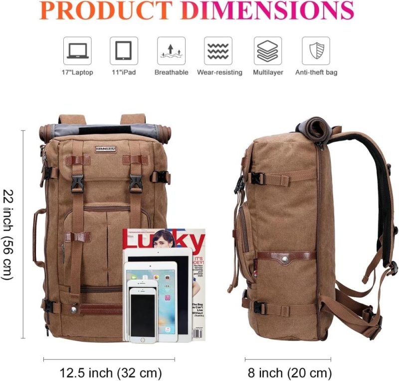 Laptop Backpacks | Canvas Backpack Vintage Travel Backpack Large Laptop Bags Convertible Shoulder Rucksack Backpacks Brown