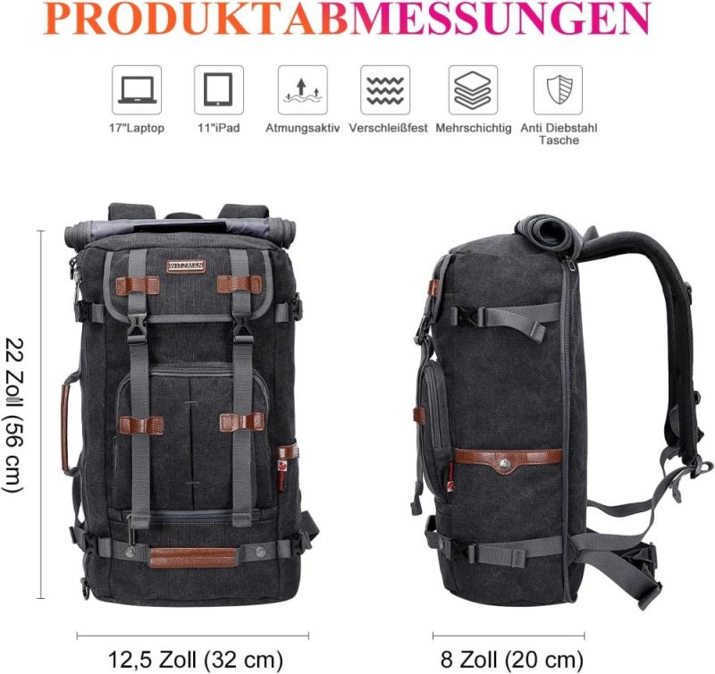 Laptop Backpacks | Canvas Backpack Vintage Travel Backpack Large Laptop Bags Convertible Shoulder Rucksack Backpacks Black