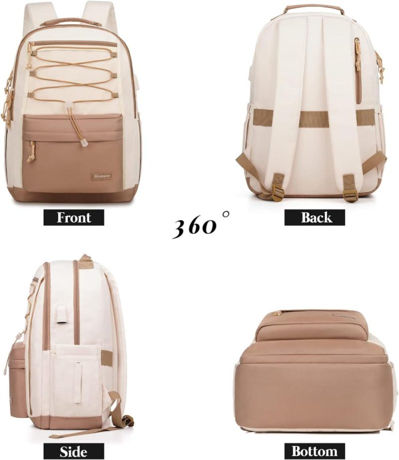 Laptop Backpacks | Classic Backpack For Women, Lightweight High School Bookbag For Teens Girls, Waterproof 15.6 Inch Laptop Bag With Usb Charging Port For College Work Travel Trip Backpacks Beige Khaki