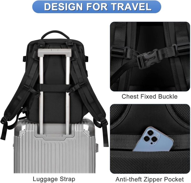 Laptop Backpacks | Coofay Travel Backpack For Women Men Airline Approved Carry On Backpack Flight Approved Waterproof Sports Luggage Backpack Casual Daypack Small Hiking Backpack Black Backpack Backpacks A-black